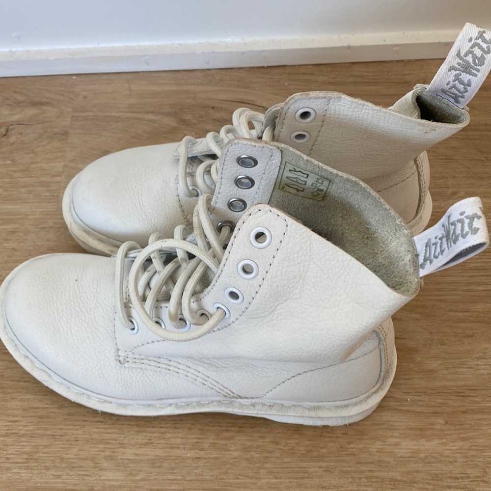 Dr Martens White lace up boots with soft leather
